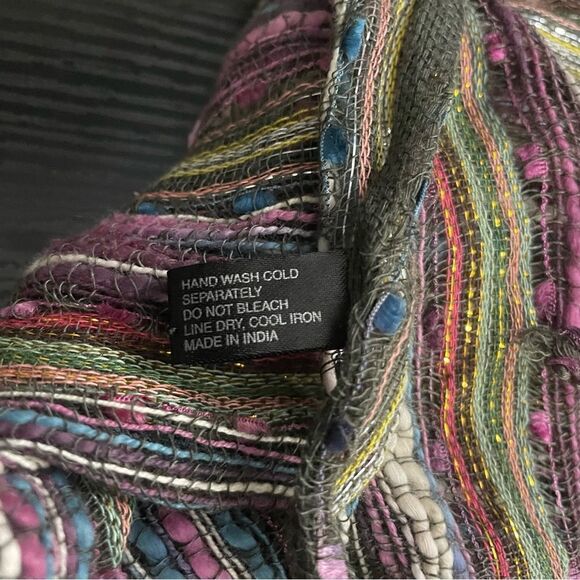 Multi-Color Scarf, Cotton, Rayon, Model & Metallic Blend with Tassels - Picture 5 of 14